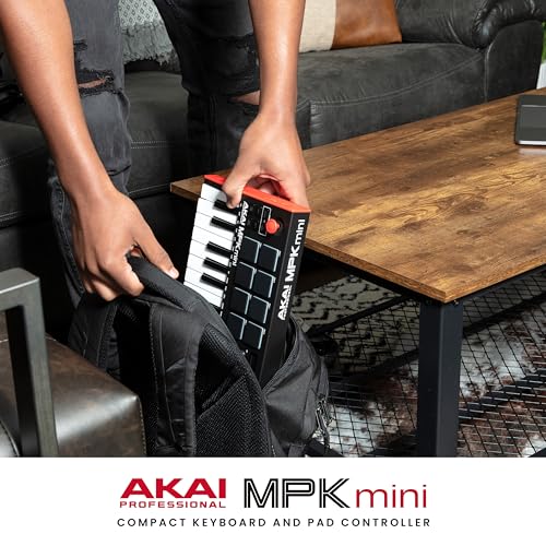 Akai Professional MPK Mini MK3 - 25 Key USB MIDI Keyboard Controller with 8 Backlit Drum Pads, 8 Knobs and Music Production Software and Native Instruments Sound Package (NKS Integration)