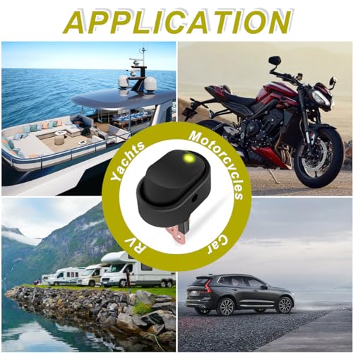 DAOKAI LED Lighted Rocker Switch 12V 30A SPST 3 Pin ON Off Toggle Switch Illuminated Red Lighted Oval Shaped Switch for Automotive Truck RV Boats - 5pcs