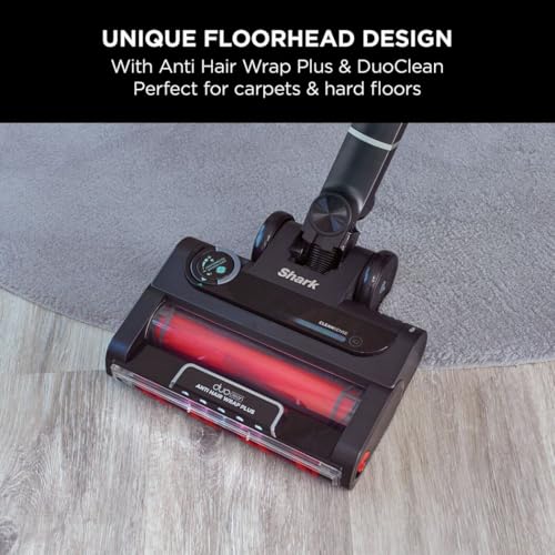 Shark Stratos Cordless Stick Vacuum Cleaner with Anti Hair Wrap Plus, Clean Sense IQ & Anti-Odour Technology, 60 Mins Run-Time, Removable Battery, Charcoal/Rose Gold IZ400UK