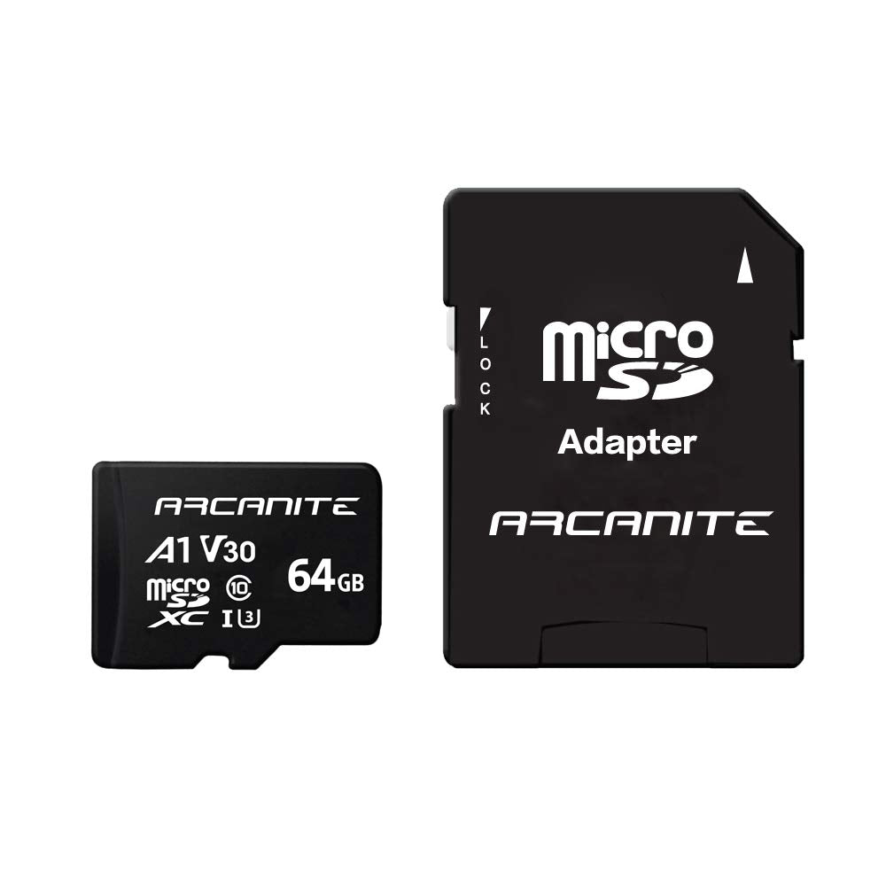 ARCANITE 64GB microSDXC Memory Card with Adapter - A1, UHS-I U3, V30, 4K, C10, Micro SD, Optimal read speeds up to 90 MB/s
