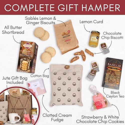 Afternoon Tea Hamper For 2 – Includes Italian Biscuits, Cookies, Shortbread, Fudge & Tea – Gift Hamper for Anniversary, New Home, Birthday, Celebrations, Thank You Gift – by Hay Hampers