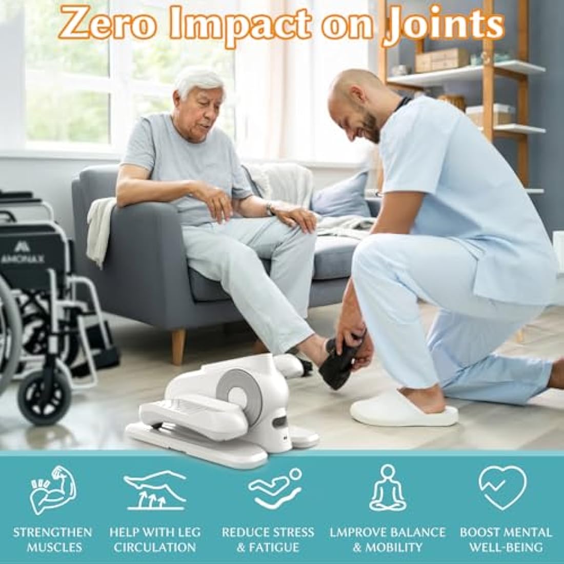 Amonax Electric Pedal Exerciser, Seated Elliptical Machine Cardio Under Desk Exercise Bike, Mini Cycle Trainer for Elderly, Sit down Foot Step Machine Leg Exercise Equipment for Home Use