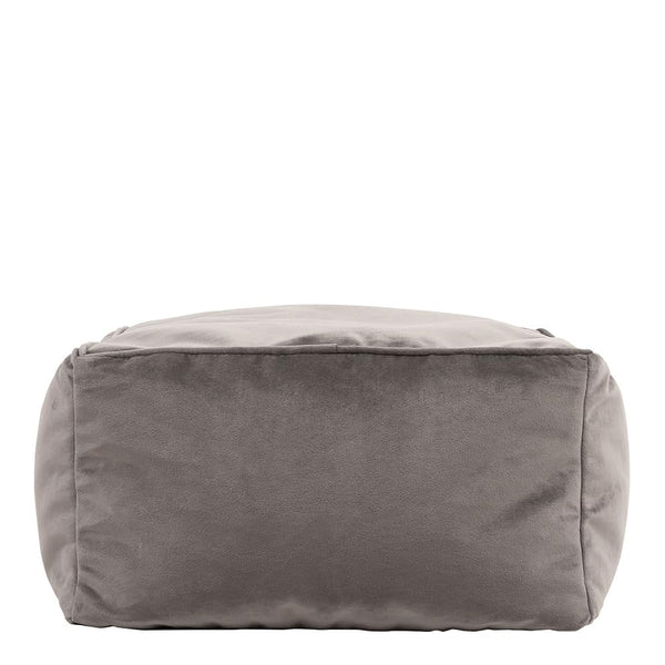 icon Amara Velvet Bean Bag Footstool, Charcoal Grey, Pouffe Footstool with Filling Included, Footrest, Bedroom, Living Room, Living Room Furniture