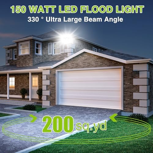 STASUN LED Floodlight Outdoor, 150W 15000LM Super Bright Security Lights with Wider Lighting Angle, 6000K Adjustable LED Spotlight, IP65 Waterproof Outdoor Light for Yard, Court, Street, Parking Lot