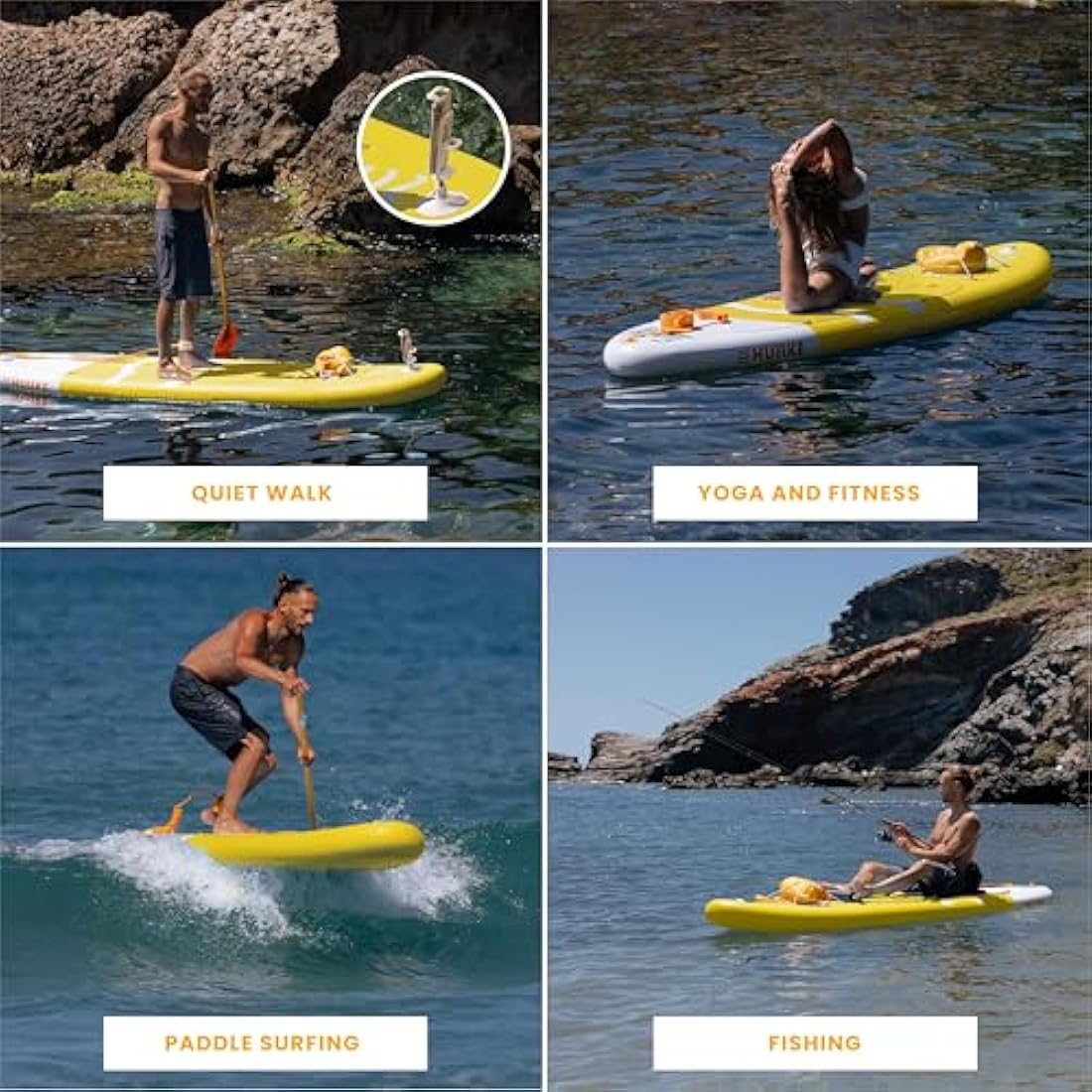 HUIIKE Stand Up Paddle Board for Adults with Accessories Included, Oar, Fins, Pump. Inflatable Sup Board Great Stability and Resistance. 10’ x 33" x 5.9", Maximum Load 286 lb