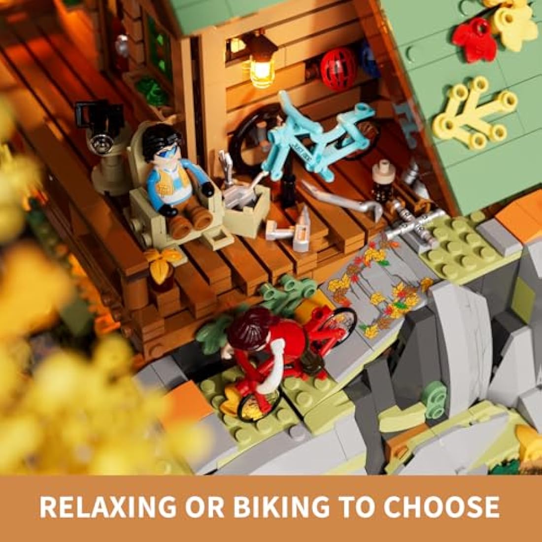 FUNWHOLE Mountain Cabin Lighting Building Bricks Set, 2255 Pcs Friends Modular House Toy Buliding Blocks Set for Adults and Teen