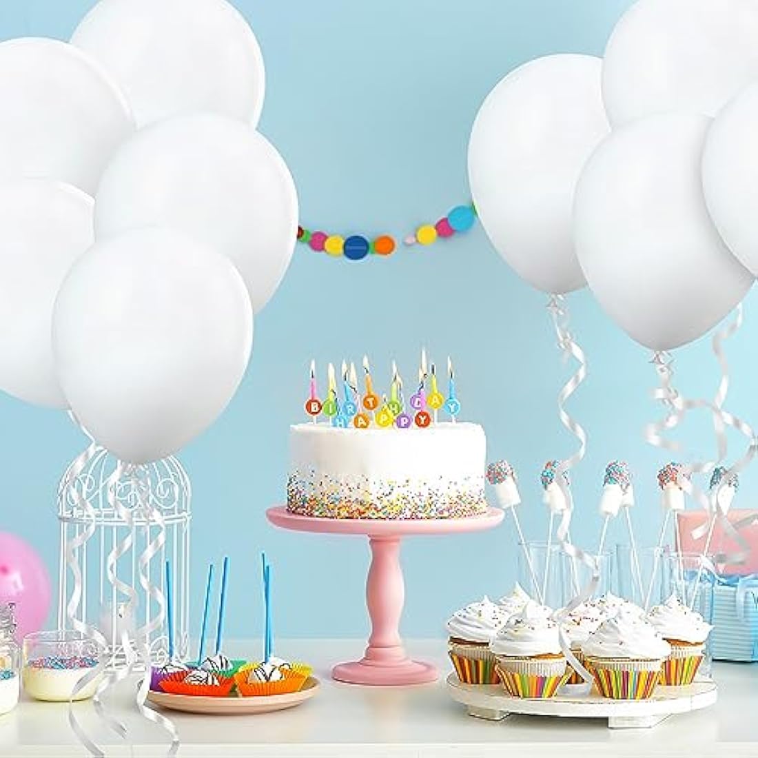 Ainiv 60 PCS Matte White Balloons, 12inch White Latex Party Balloons, White Balloons for Balloon Garland Party Supplies, Balloons for Birthday Party Wedding Baby Shower Decorations