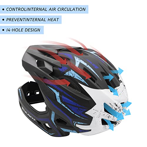 ONTYZZ Children's Bicycle Helmet Lightweight Full Face Helmet with Detachable Chin Guard and Visor for Kids Balance Bike Scooter Roller Skates