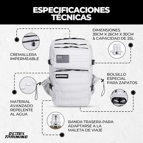 ELITRAINX 25L Tactical Military Waterproof Backpack for Sports, Cabin Airplane, Gym, Outdoors, CrossTraining by Elitex Training