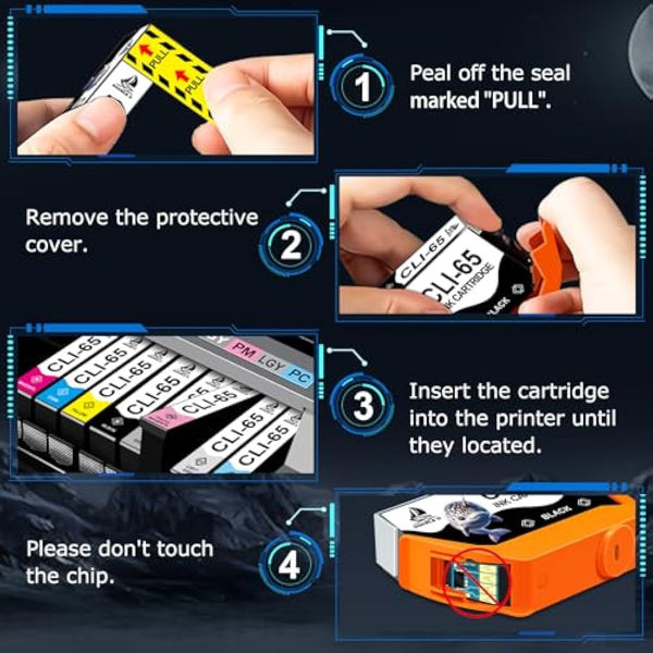 DOUBLE D CLI-65 Ink Cartridges Compatible for Canon 65 CLI-65 CLI65 CLI 65 Ink, High Yield Work with Canon PIXMA PRO-200 Printer 8 Pack (Pigmet BK,C,M,Y,PC,PM,GY,LGY)