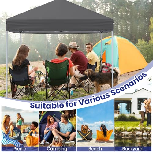 COSTWAY 2m x 2m Pop up Gazebo, 3-Position Height Adjustable Commercial Instant Canopy Tent with Carry Bag, Garden Patio Sun Shelter for Camping BBQ Party (Blue, 198 x 198 x 190-244 cm)