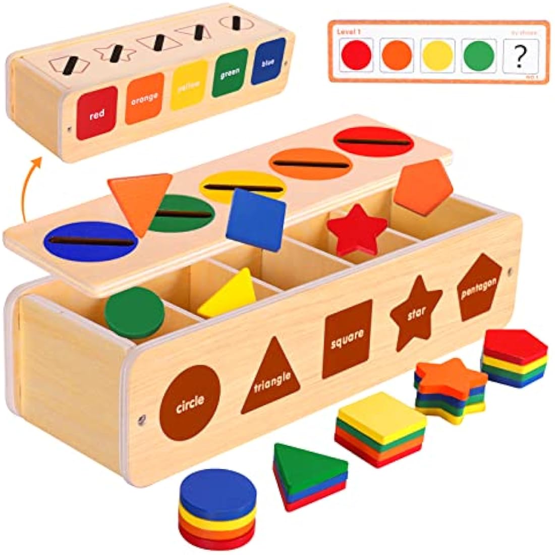 LZDMY Toddler Toys for 2 3 Year Old Boys Girls, Wooden Montessori Educational Toys for 2-3 Year Olds, Sensory Color Shape Sorting Toys, Gifts for Boys Girls Age 1-3
