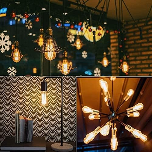 Edison Light Bulbs - Vintage Style E27 Edison Screw Bulb Squirrel Cage - Amber Warm Dimmable - ST64 60W - Pack of 6.