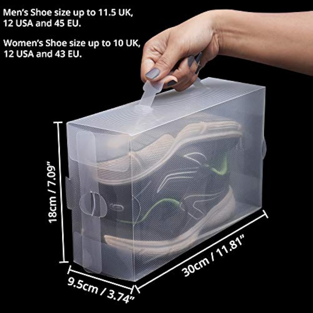 Kurtzy Clear Plastic Shoe Storage Boxes (40 Pack) - Suitable for Women's, Men's and Children's Shoes - Foldable, Corrugated and Stackable for Storage and Travel