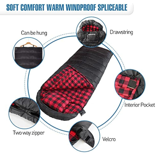 Keencamp Outdoor Sleeping Bag Ultralight 3-4 Seasons Blanket Sleeping Bag with Right Zip, Extended and Larger Sleeping Bag for Adults, Camping, Travel, Hunting, Other Outdoor Activities