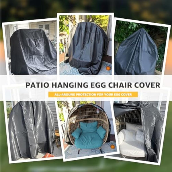 widesmile Double Egg Chair Cover 420D Oxford Fabric Outdoor Hanging Double Egg Chair Covers Waterproof Anti-dust Garden Wicker Cocoon Swing Chair Cover With Zipper and Drawstring 230 X 200cm