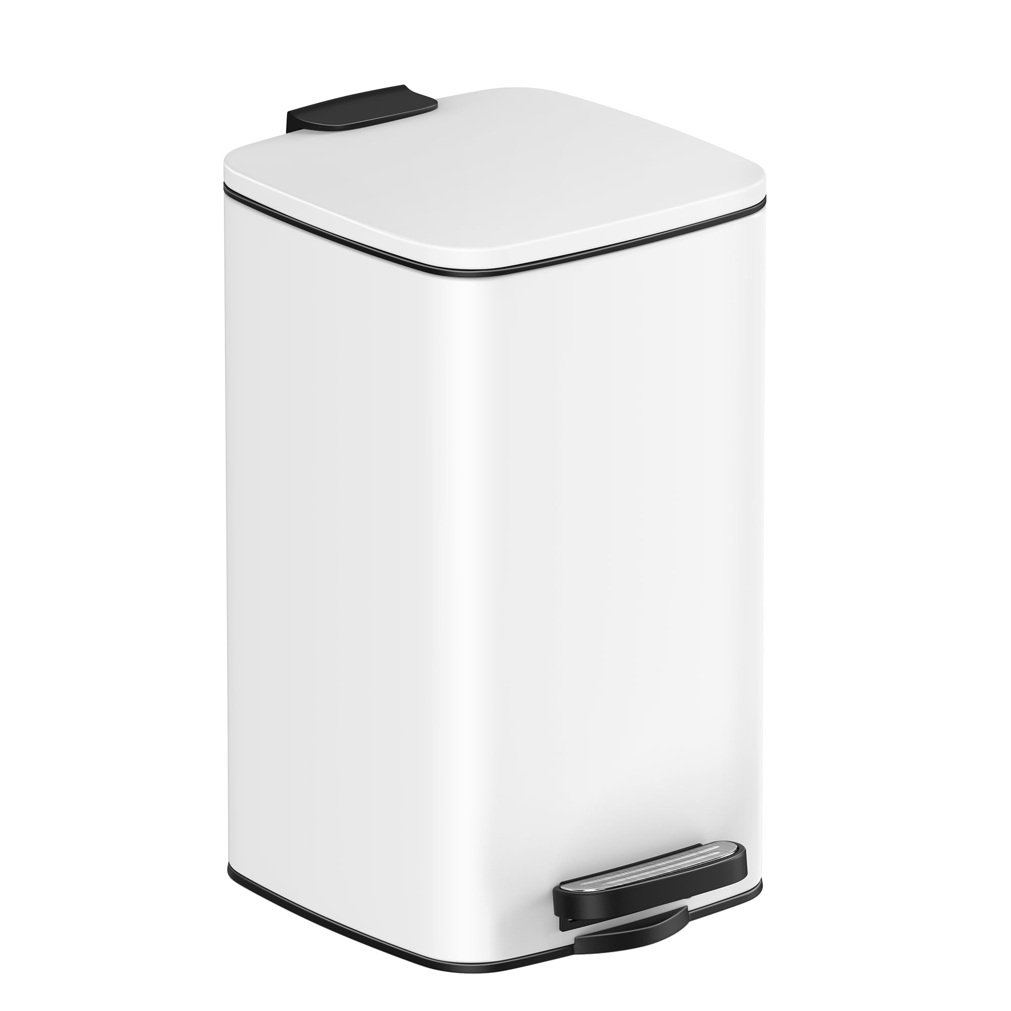 SONGMICS Kitchen Bin, 8-Gallon (30 L) Trash Bin, Steel Pedal Bin, with Inner Bucket, Soft Close and Stays Open, Ink Black LTB593B02