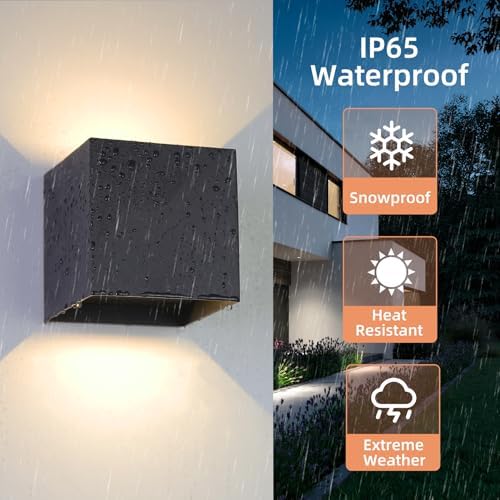 CHENBEN Outdoor Wall Lights 12W Waterproof IP65 Aluminum Black Indoor Wall Lamp LED Outside Wall Lights Adjustable Beam 3000K Warm White for Garden Bedroom Living Room Aisle (4 Pack)
