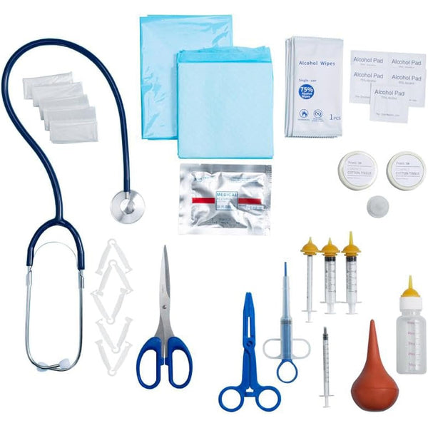 GSSFASHION Puppy Kitten Whelping Kit, Whelping Kit with Feeding Nipple Bottle Scissors Cord Clamps Aspirator etc Full kit