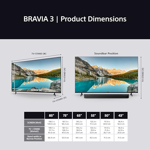 Sony BRAVIA, KD-65X75WL, 65 Inch, LED, Smart TV, 4K HDR, Google TV, ECO PACK, BRAVIA CORE, Narrow Bezel Design