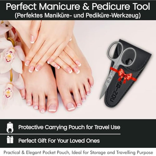 FABINOC® Curved Cuticle Scissors | German Quality Stainless Steel Multi-Purpose Sharp Manicure Scissors for Men & Women