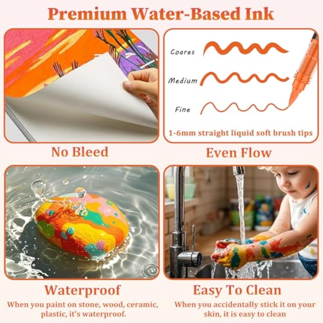 Funnasting 120 Colours Acrylic Paint Pens, Soft Brush Tip Acrylic Marker Pens, Paint Markers for Colouring, Glass, Fabric, Egg, Rock Painting and DIY Crafts Art Supplies