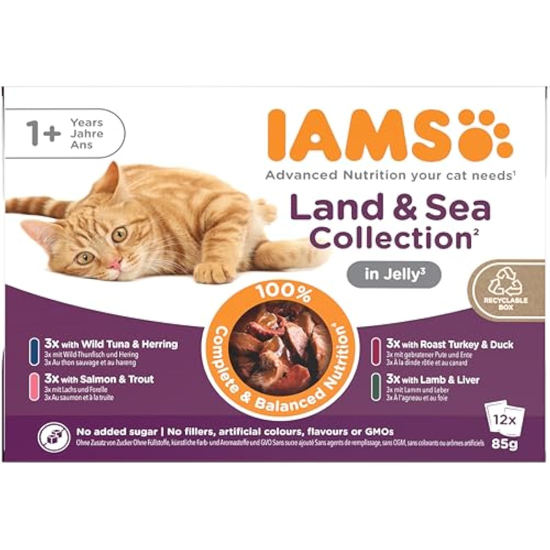 IAMS Adult Wet Cat Food Land & Sea in Jelly 12 x 85g