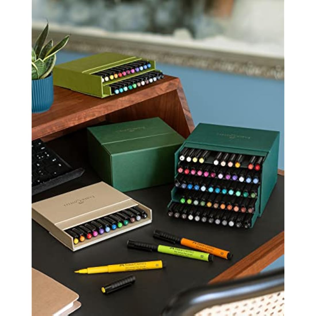 Faber-Castell Art & Graphic Pitt Artist Pen Brush India Ink Pen, Multicoloured, Studio Box Of 60, For Art, Craft, Drawing, Sketching, Home, School, University, Colouring