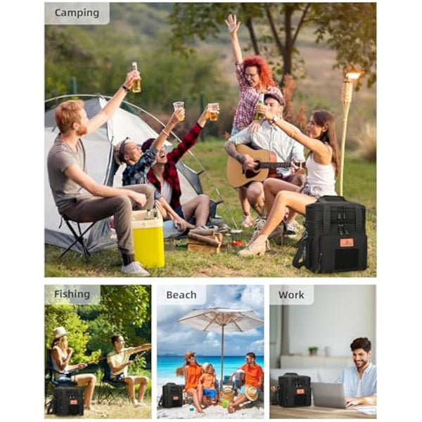 Large Insulated Lunch Bag for man, Double Layer Insulated Large Cooler Bag for Men Adults Waterproof Leakproof Durable Lunch Bag for Work Outdoor Picnic 15L, Black, HSHRISH