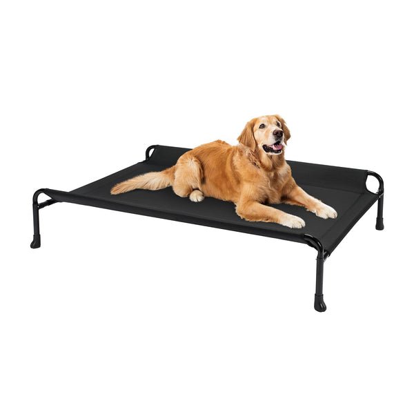 Veehoo Raised Dog Bed, Cooling Elevated Dog Bed for Large Dogs, Black, 119 x 81 x 19 cm (L x W x H), Rectangular, Guardrail, Sloped Headrest, Sturdy Frame Construction, Teslin Mesh