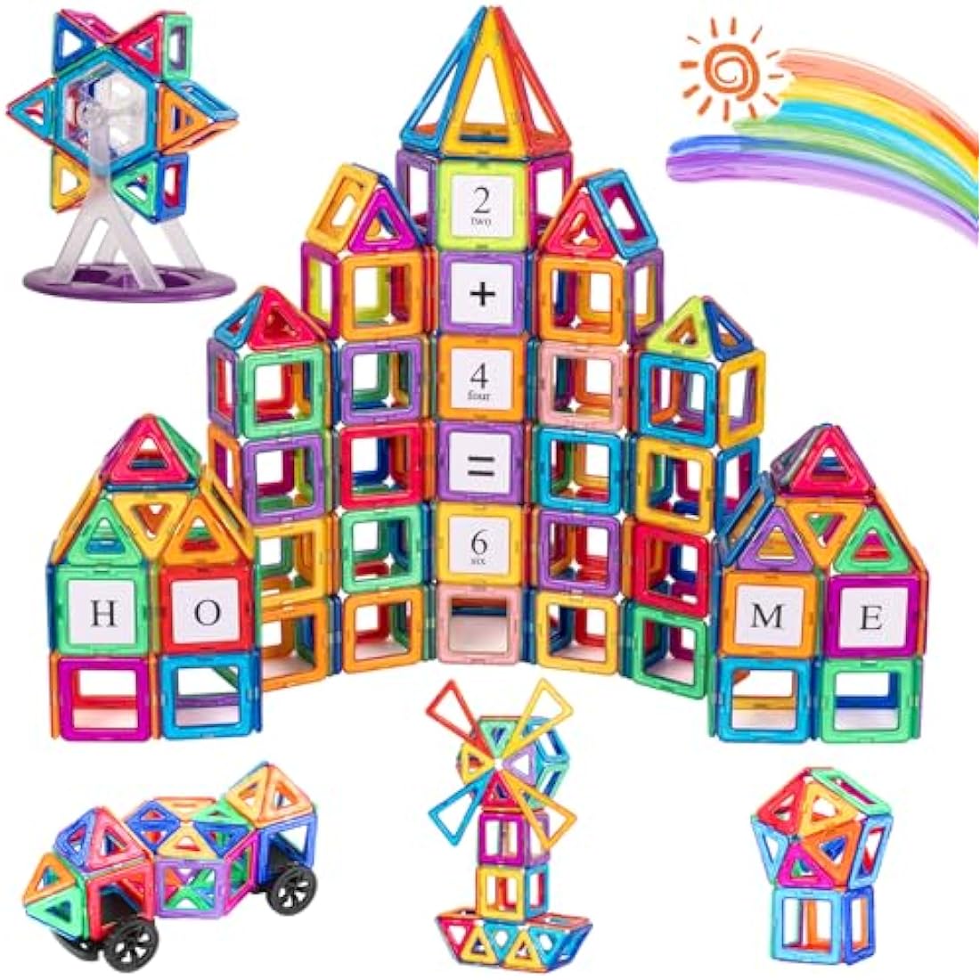 aaczly Magnetic Tiles 122PCS Magnetic Building Blocks Magnets for Kids Construction Toys Learning STEM Educational for 3+ Years Old Boys Girls Christmas Birthday Gifts