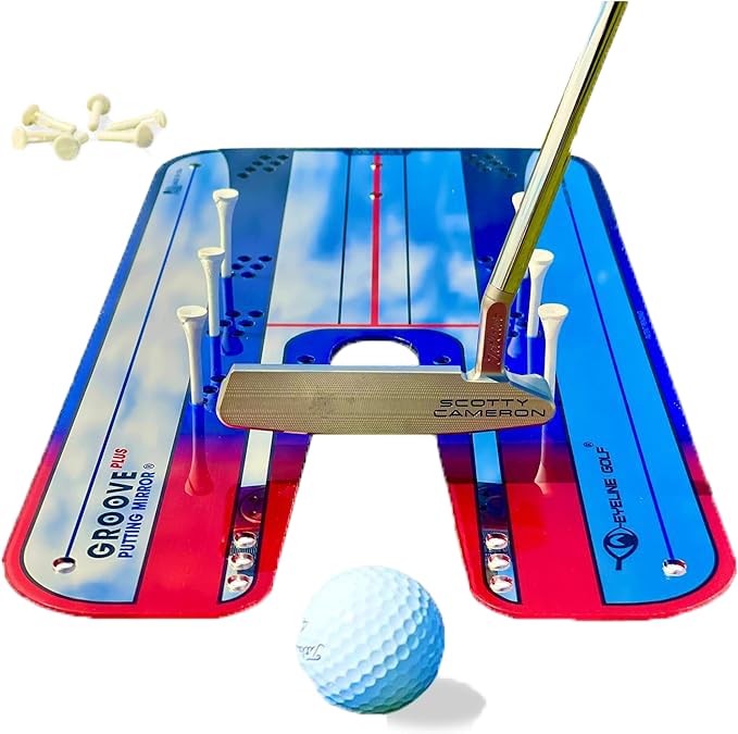 EyeLine Golf Groove Plus Putting Mirror Training Aid - Top Putting Trainer for Alignment & Stroke Improvement - Indoor/Outdoor Practice, Used by Tour