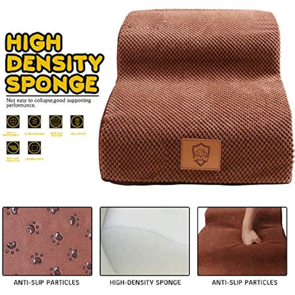 Masthome Dog Steps for Bed, 2-Step High-Density Foam Dog Ramp, Non-Slip Pet Stairs for Small Dogs and Cats, 40x40x30cm