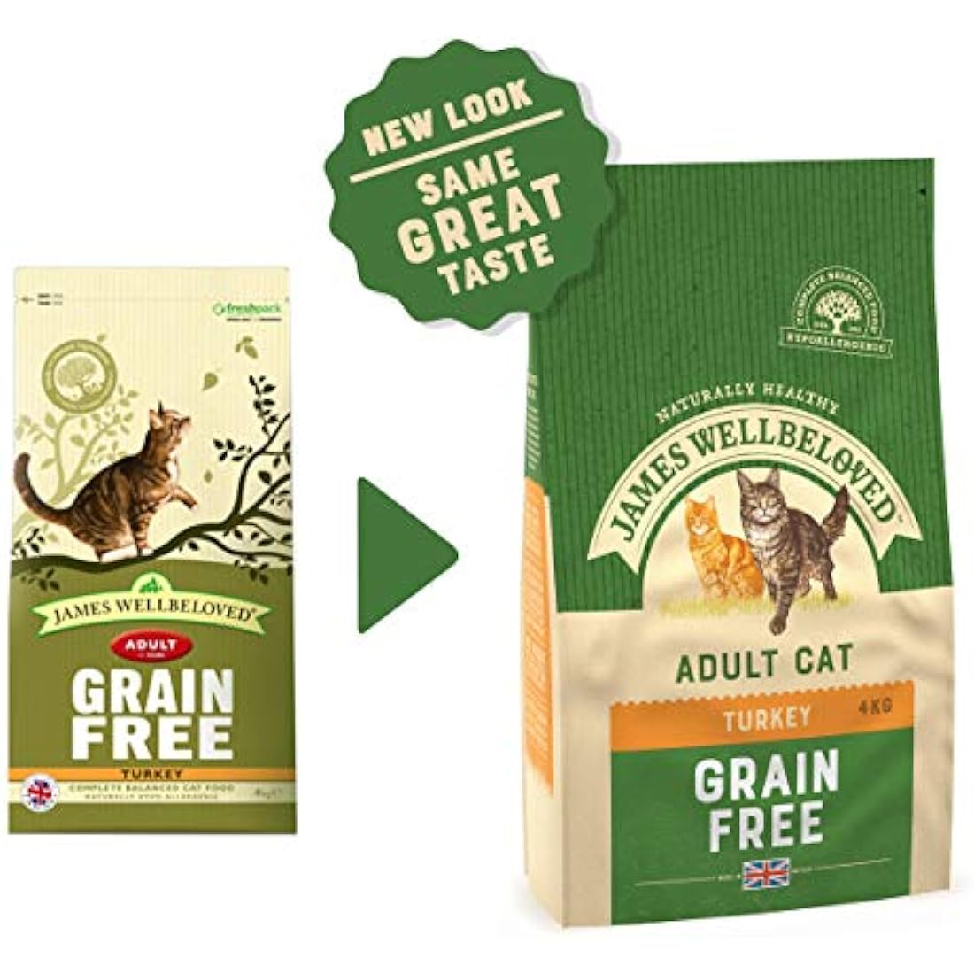 James Wellbeloved Adult Grain-Free Turkey 4 kg Bag, Hypoallergenic Dry Cat Food