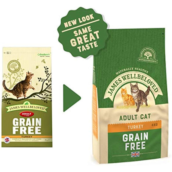 James Wellbeloved Adult Grain-Free Turkey 4 kg Bag, Hypoallergenic Dry Cat Food