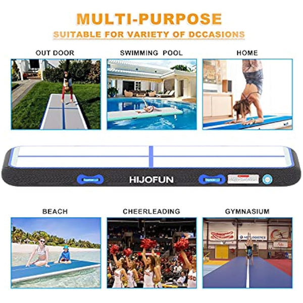 HIJOFUN Inflatable Gymnastics Mat 3m/4m/5m/6m with Practical Pump and 10/20cm Thick Aerobatic Tracks Inflatable Gymnastics Gymnastics Tumbling Yoga Taekwondo
