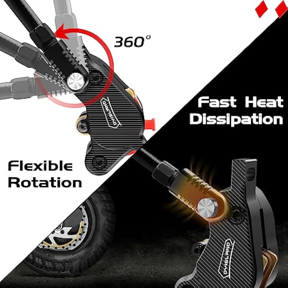 DYISLAND LD-210S Hydraulic Disc Brakes Set，2-PIN/Power-Off Hydraulic Brake kit for Electric Scooter/E-Scooter