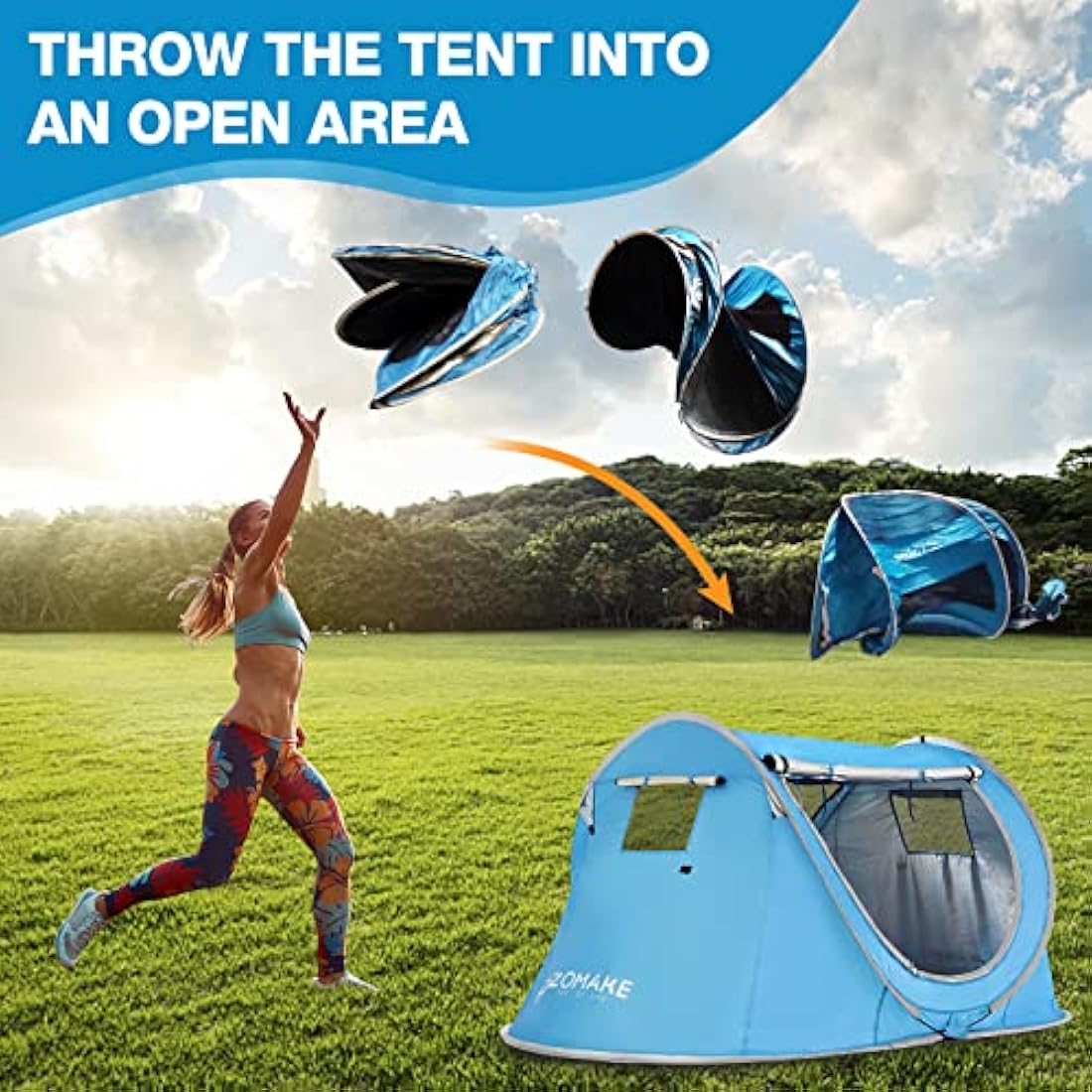 Easy Pop Up Tent 2-4 Person Waterproof - Pop-Up Camping Tents Automatic Tent Throw Pop Up Instant Flip Pop Tent for Camping,by ZOAMKE