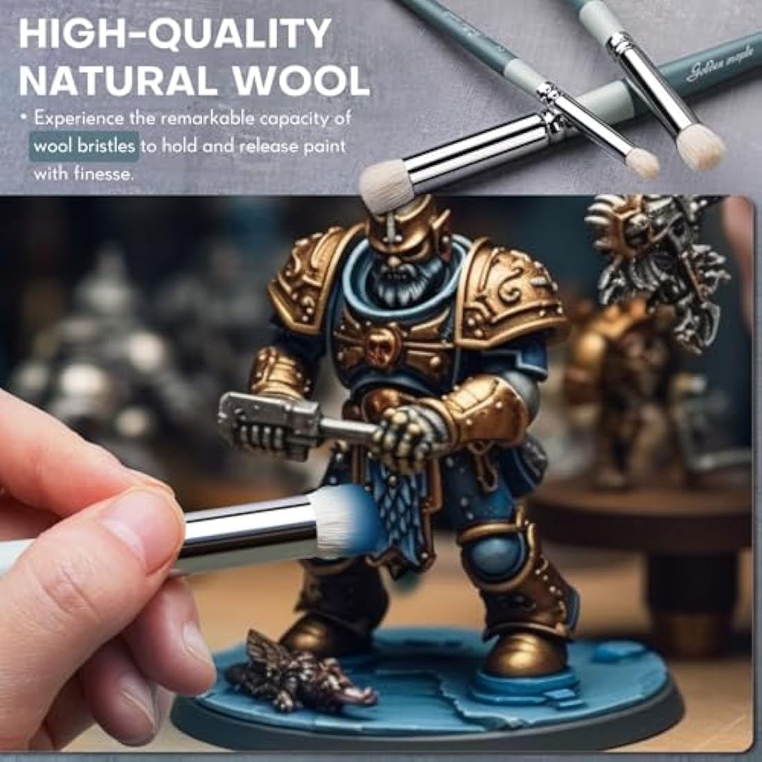 Golden Maple Miniature Paint Brushes Drybrush-18PCS Micro Detail Paint Brush Set, Small Fine Detail Model Brushes for Acrylics, Watercolors & Paint by Number, Figurine - Grayish Green