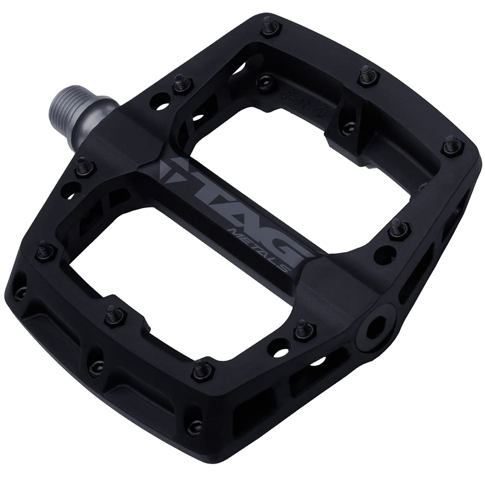 TAG Metals T3 Nylon MTB Pedals 9/16" Axle ? Durable, Lightweight Platform Pedals with Anti-Slip Pins, Ideal for Mountain Biking and BMX (Black)