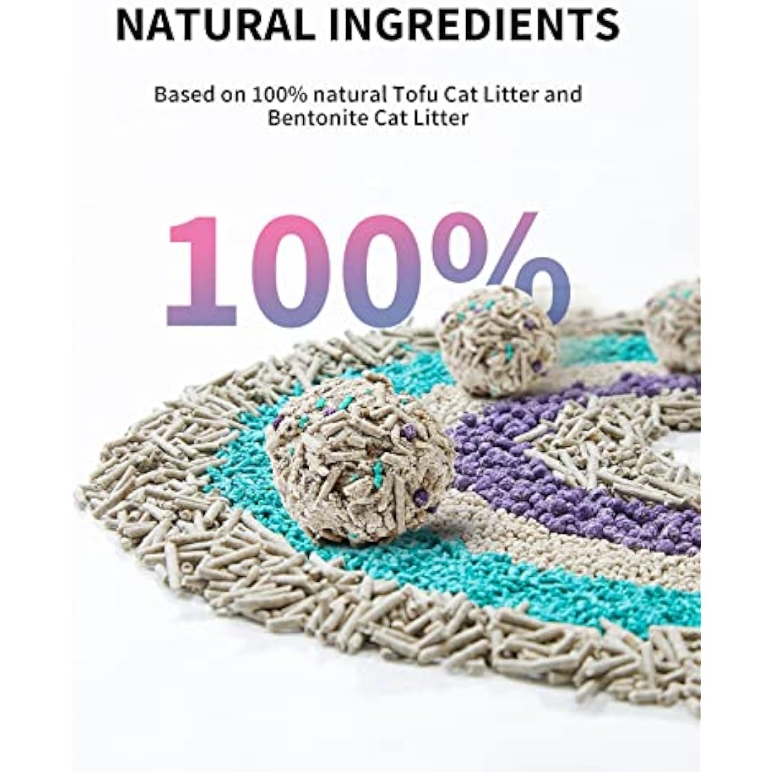 PETKIT Strong Clumping Cat Litters, 5 in 1 Mixed Cat Litter, 28 Litres Unscented Ultra Absorbent and Fast Drying Cat Litter, Flushable Odor Eliminating, Biodegradable, 4 Packs