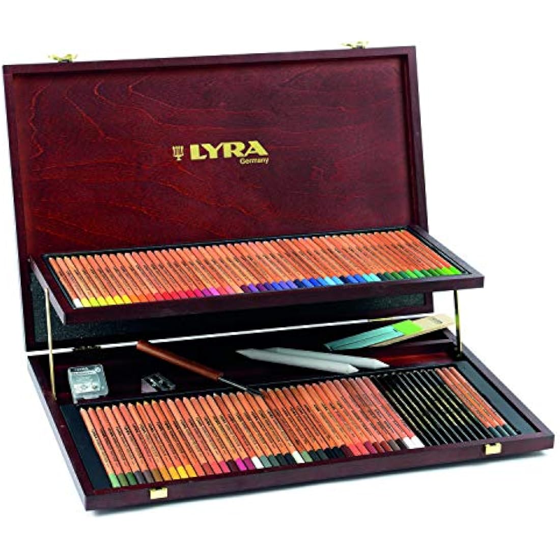 LYRA Rembrandt Polycolor, Fine Art Coloured Pencils, 106 Pieces Wooden Box Set, 78 Assorted Colours, 22 Sketching & Graphite Pencils and Accessories, Ideal for Professionals & Students