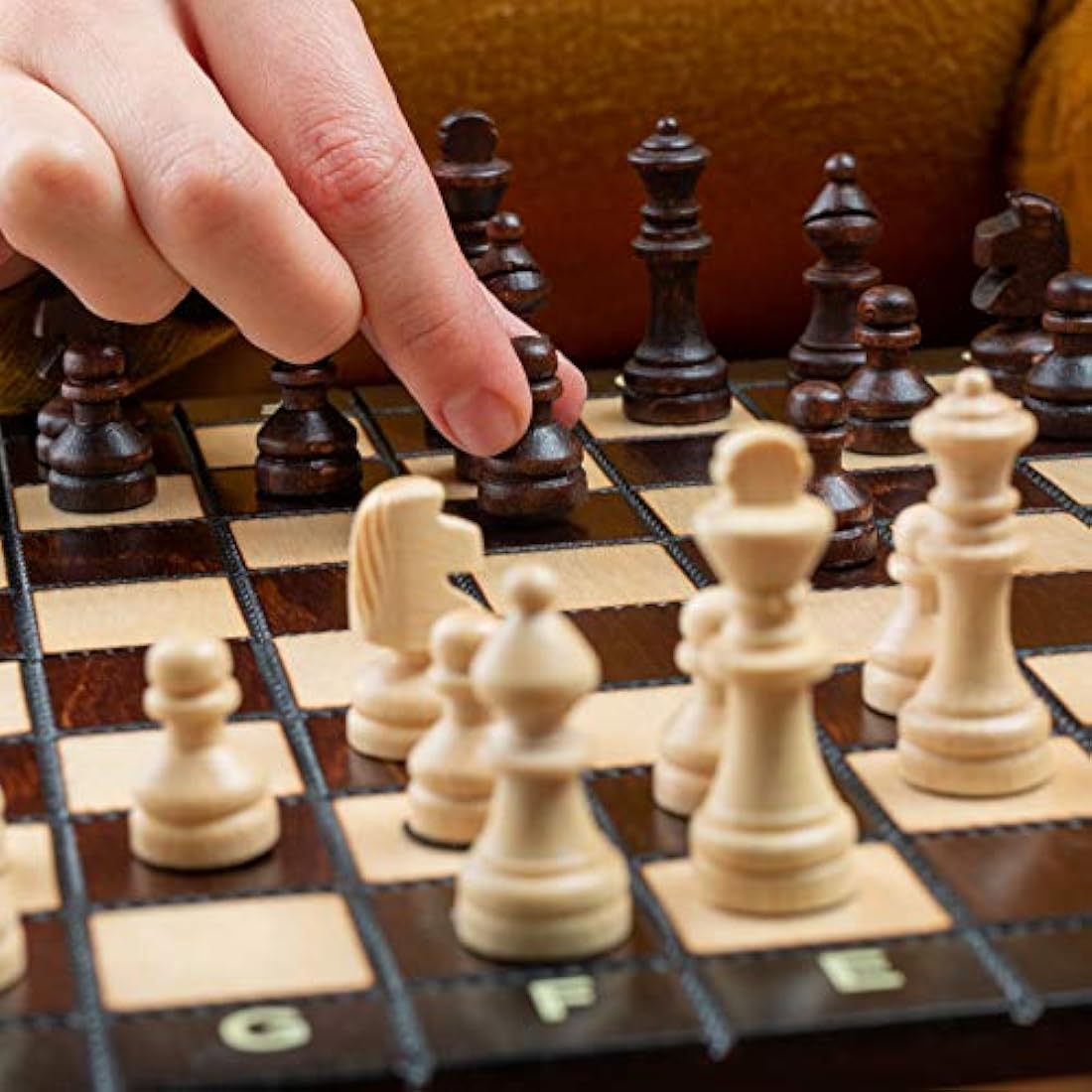 Master of Chess Magnetic Wooden Chess Set with Pieces 26 cm / 10 in - Handcrafted Small Portable Chess Board Game for Adults and Kids