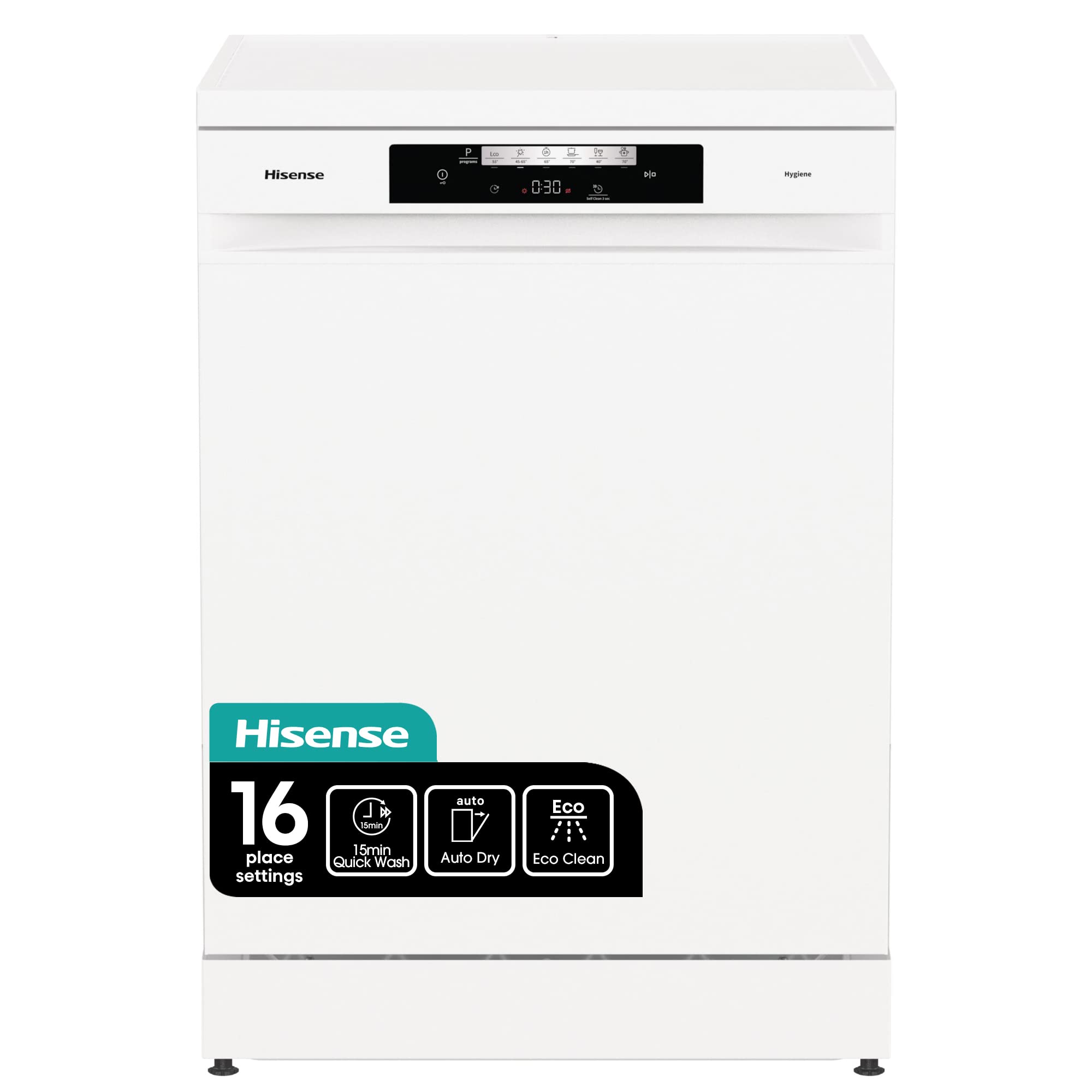 Hisense HS622E90WUK Freestanding Standard Dishwasher 85cm High - E Rated, White, 24 x 23 x 33 inches (L x W x H) [Energy Class E]