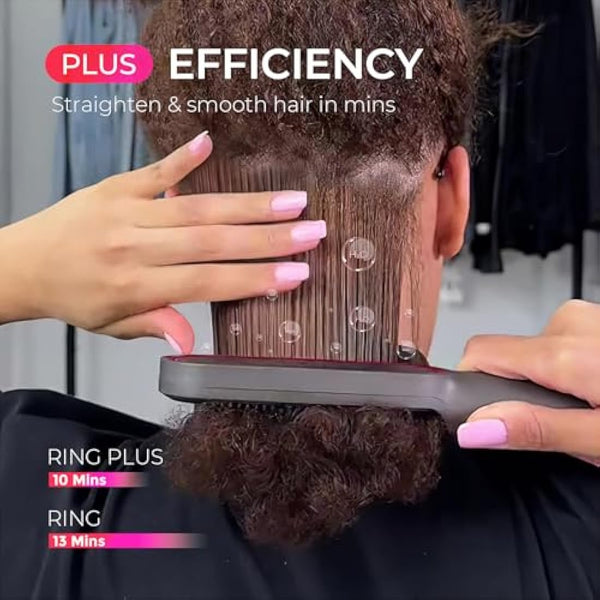 TYMO Hair Straightener Comb Plus - Hair Straightening Brush & Iron with Nano Titanium Coating for Even Heat, 9 Temperature Settings & LED Screen, Professional Hair Tools for Styling