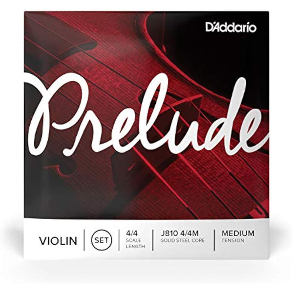 D’Addario Prelude Violin String Set, 4/4 Scale Medium Tension – Solid Steel Core, Warm Tone, Economical and Durable – Educator’s Choice for Student Strings – Sealed Pouch to Prevent Corrosion, 1 Set