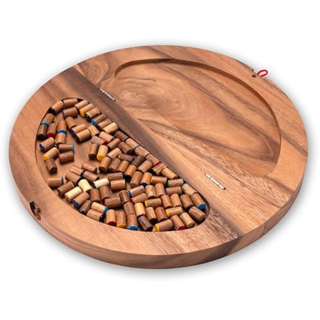 Halma Gr. XL - Stern Halma - Chinese Checkers - Strategiespiel - Gesellschaftsspiel aus Holz mit rundem, klappbarem Spielbrett