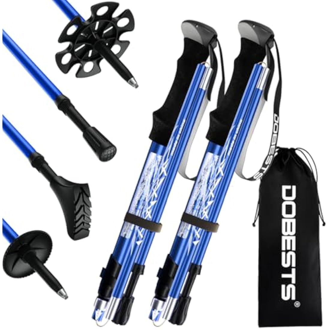 DOBESTS Walking Hiking Poles, 2 Pack Folding Trekking Stick with Quick Lock System, Nordic Walking Sticks for Women and Men, Walking Poles Lightweight Telescopic