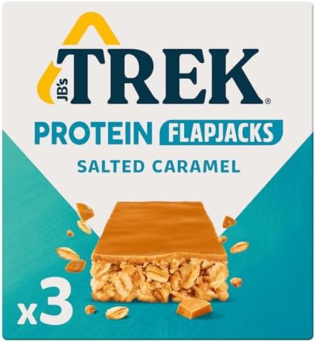 JB's Trek High Protein Flapjack Salted Caramel - Gluten Free - Plant Based - Vegan Snack - 50g X 36 Bars