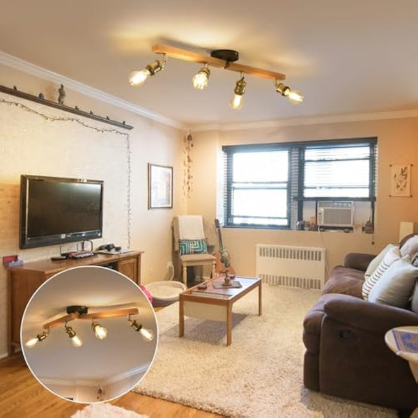 ANWIO Kitchen Lights Ceiling,4 Way Ceiling Lights Fitting,Bedroom Light Ceilings with E27,Adjustable Spotlight Bar Lighting,Living Room Lounge Light Ceilings Fittings (NO Bulbs)